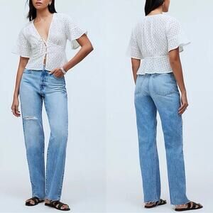 madewell the '90s straight jean revoir wash blue no647 women size 26